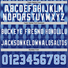 Load image into Gallery viewer, Custom Royal Light Blue-White Authentic Geometric Pixel Grid Fade Football Jersey