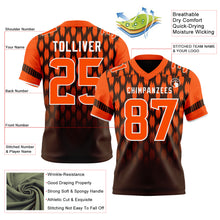 Laden Sie das Bild in den Galerie-Viewer, Custom Brown Orange-White Authentic Geometric Pixel Grid Fade Football Jersey