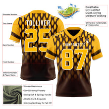 Load image into Gallery viewer, Custom Brown Gold-White Authentic Geometric Pixel Grid Fade Football Jersey