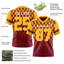 Load image into Gallery viewer, Custom Crimson Gold-White Authentic Geometric Pixel Grid Fade Football Jersey