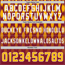 Load image into Gallery viewer, Custom Crimson Gold-White Authentic Geometric Pixel Grid Fade Football Jersey