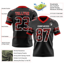 Load image into Gallery viewer, Custom Black Camo White-Red Authentic Digital Camouflage Panel Football Jersey