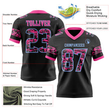 Laden Sie das Bild in den Galerie-Viewer, Custom Black Camo Light Blue-Pink Authentic Digital Camouflage Panel Football Jersey
