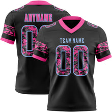 Laden Sie das Bild in den Galerie-Viewer, Custom Black Camo Light Blue-Pink Authentic Digital Camouflage Panel Football Jersey