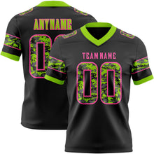 Load image into Gallery viewer, Custom Black Camo Pink-Neon Green Authentic Digital Camouflage Panel Football Jersey
