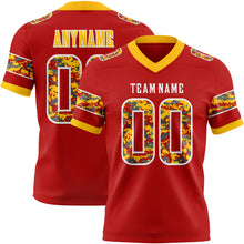 Laden Sie das Bild in den Galerie-Viewer, Custom Red Camo White-Gold Authentic Digital Camouflage Panel Football Jersey