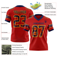 Laden Sie das Bild in den Galerie-Viewer, Custom Red Camo Yellow-Navy Authentic Digital Camouflage Panel Football Jersey