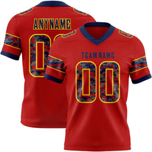 Laden Sie das Bild in den Galerie-Viewer, Custom Red Camo Yellow-Navy Authentic Digital Camouflage Panel Football Jersey