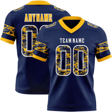 Laden Sie das Bild in den Galerie-Viewer, Custom Navy Camo White-Gold Authentic Digital Camouflage Panel Football Jersey