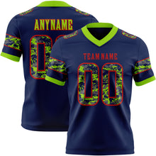Load image into Gallery viewer, Custom Navy Camo Red-Neon Green Authentic Digital Camouflage Panel Football Jersey