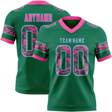 Загрузить изображение в средство просмотра галереи, Custom Kelly Green Camo Light Blue-Pink Authentic Digital Camouflage Panel Football Jersey