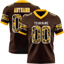 Load image into Gallery viewer, Custom Brown Camo White-Gold Authentic Digital Camouflage Panel Football Jersey