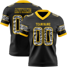 Load image into Gallery viewer, Custom Black Camo-Yellow Authentic Digital Camouflage Panel Football Jersey