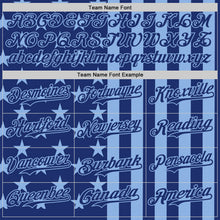 Load image into Gallery viewer, Custom Royal-Light Blue USA Flag Patriotic Split Stars and Stripes Authentic Baseball Jersey
