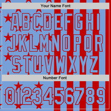Load image into Gallery viewer, Custom Powder Blue-Red USA Flag Patriotic Split Stars and Stripes Authentic Baseball Jersey