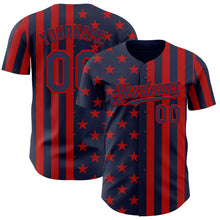 Laden Sie das Bild in den Galerie-Viewer, Custom Navy-Red USA Flag Patriotic Split Stars and Stripes Authentic Baseball Jersey