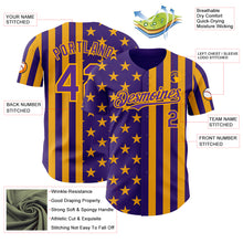 Load image into Gallery viewer, Custom Purple-Gold USA Flag Patriotic Split Stars and Stripes Authentic Baseball Jersey