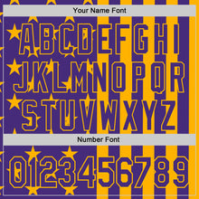 Load image into Gallery viewer, Custom Purple-Gold USA Flag Patriotic Split Stars and Stripes Authentic Baseball Jersey