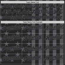 Laden Sie das Bild in den Galerie-Viewer, Custom Black-Steel Gray USA Flag Patriotic Split Stars and Stripes Authentic Baseball Jersey