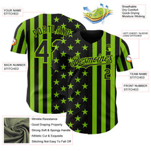 Laden Sie das Bild in den Galerie-Viewer, Custom Black-Neon Green USA Flag Patriotic Split Stars and Stripes Authentic Baseball Jersey