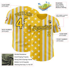 Laden Sie das Bild in den Galerie-Viewer, Custom Yellow White-Black USA Flag Patriotic Split Stars and Stripes Authentic Baseball Jersey