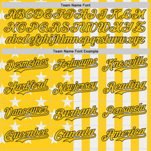 Laden Sie das Bild in den Galerie-Viewer, Custom Yellow White-Black USA Flag Patriotic Split Stars and Stripes Authentic Baseball Jersey
