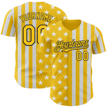 Laden Sie das Bild in den Galerie-Viewer, Custom Yellow White-Black USA Flag Patriotic Split Stars and Stripes Authentic Baseball Jersey