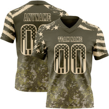 Load image into Gallery viewer, Custom Olive USA Flag Camo-City Cream Authentic Gradient Digital Camouflage Stars & Stripes Raglan Sleeves Football Jersey