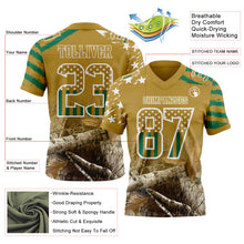 Laden Sie das Bild in den Galerie-Viewer, Custom Old Gold USA Flag Camo-White Authentic Gradient Digital Camouflage Stars & Stripes Raglan Sleeves Football Jersey
