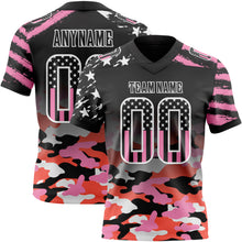 Load image into Gallery viewer, Custom Black USA Flag Camo-White Authentic Gradient Digital Camouflage Stars & Stripes Raglan Sleeves Football Jersey
