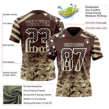 Laden Sie das Bild in den Galerie-Viewer, Custom Brown USA Flag Camo-White Authentic Gradient Digital Camouflage Stars & Stripes Raglan Sleeves Football Jersey