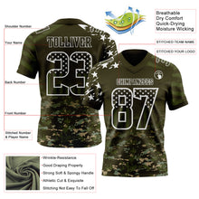 Load image into Gallery viewer, Custom Olive USA Flag Camo White-Green Authentic Gradient Digital Camouflage Stars & Stripes Raglan Sleeves Football Jersey