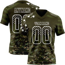 Load image into Gallery viewer, Custom Olive USA Flag Camo White-Green Authentic Gradient Digital Camouflage Stars & Stripes Raglan Sleeves Football Jersey