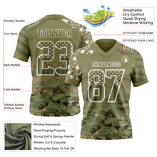Laden Sie das Bild in den Galerie-Viewer, Custom Olive USA Flag Camo White-Green Authentic Gradient Digital Camouflage Stars & Stripes Raglan Sleeves Football Jersey