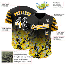 Load image into Gallery viewer, Custom Black USA Flag Camo White-Gold Gradient Digital Camouflage Stars & Stripes Two Tone Authentic Baseball Jersey