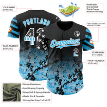 Load image into Gallery viewer, Custom Black USA Flag Camo White-Sky Blue Gradient Digital Camouflage Stars & Stripes Two Tone Authentic Baseball Jersey