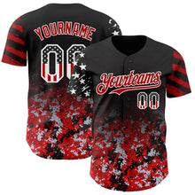 Laden Sie das Bild in den Galerie-Viewer, Custom Black USA Flag Camo White-Red Gradient Digital Camouflage Stars & Stripes Two Tone Authentic Baseball Jersey