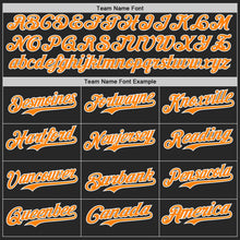 Laden Sie das Bild in den Galerie-Viewer, Custom Black USA Flag Camo White-Bay Orange Gradient Digital Camouflage Stars & Stripes Two Tone Authentic Baseball Jersey