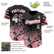 Laden Sie das Bild in den Galerie-Viewer, Custom Black USA Flag Camo White-Medium Pink Gradient Digital Camouflage Stars & Stripes Two Tone Authentic Baseball Jersey