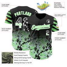Laden Sie das Bild in den Galerie-Viewer, Custom Black USA Flag Camo White-Pea Green Gradient Digital Camouflage Stars & Stripes Two Tone Authentic Baseball Jersey