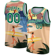 Загрузить изображение в средство просмотра галереи, Custom Sand Kelly Green-White 3D Pattern Tropical Beach Hawaii Palm Trees Authentic Basketball Jersey
