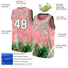 Загрузить изображение в средство просмотра галереи, Custom Medium Pink White-Kelly Green 3D Pattern Tropical Hawaii Leaves Authentic Basketball Jersey