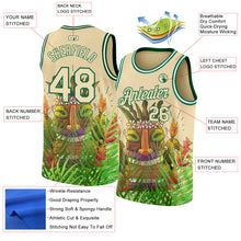 Загрузить изображение в средство просмотра галереи, Custom Cream Kelly Green 3D Pattern Cartoon Tropical Hawaii Rainforest Authentic Basketball Jersey
