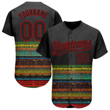 Load image into Gallery viewer, Custom Black Red 3D Pattern Design Traditional African Ethnic Style Authentic Baseball Jersey