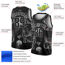 Загрузить изображение в средство просмотра галереи, Custom Black White 3D Pattern Design Jellyfishes And Seashells Authentic Basketball Jersey