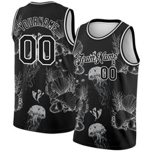 Загрузить изображение в средство просмотра галереи, Custom Black White 3D Pattern Design Jellyfishes And Seashells Authentic Basketball Jersey