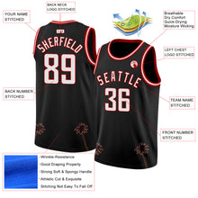 Загрузить изображение в средство просмотра галереи, Custom Black White-Red 3D Pattern Hawaii Palm Trees Authentic Basketball Jersey