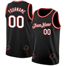 Load image into Gallery viewer, Custom Black White-Red 3D Pattern Hawaii Palm Trees Authentic Basketball Jersey
