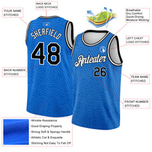 Загрузить изображение в средство просмотра галереи, Custom Blue Black-White Rounded Zigzag Lines Authentic City Edition Basketball Jersey