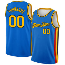 Загрузить изображение в средство просмотра галереи, Custom Blue Gold-Black Side Stripes Authentic City Edition Basketball Jersey